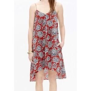 Madewell Sleeveless Silk Slip Dress Burgundy & Navy Blue Floral Women’s Medium